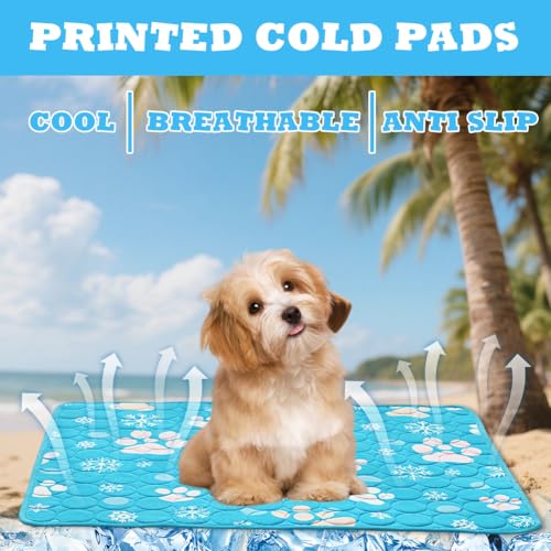 Zinueen Hundematte Kühlmatte für Hunde & Katzen – Selbstkühlendes Hundebett, Kühldecke & rutschfeste Kühlmatte für Zuhause, Auto | Dog Cooling Mat für Schlafplätze & Möbel (100 * 70CM)