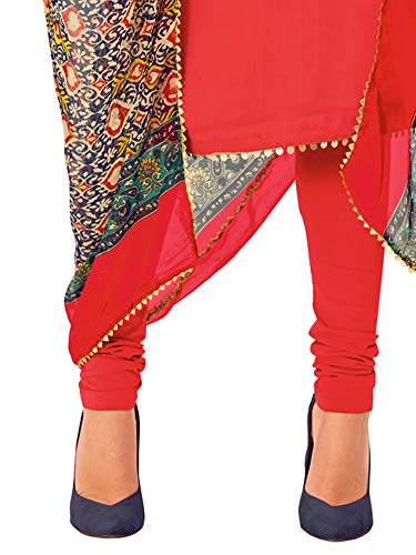 Image of AKHILAM Women's Chanderi Cotton Embroidered Unstitched Salwar Suit Material(Red 32DMK80 Parent)