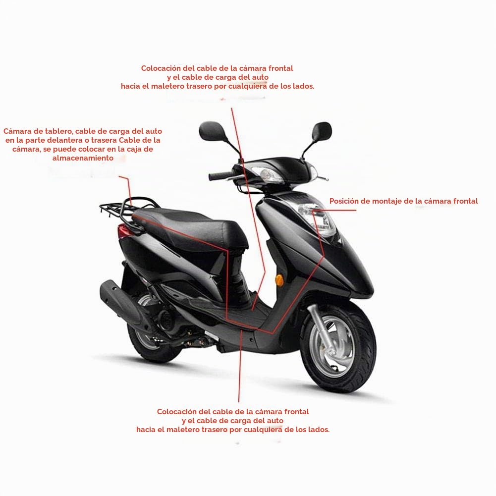 Cámara Grabadora de Moto, DashCam Moto DVR HD, 1080P Video Recorder, 120 Grados