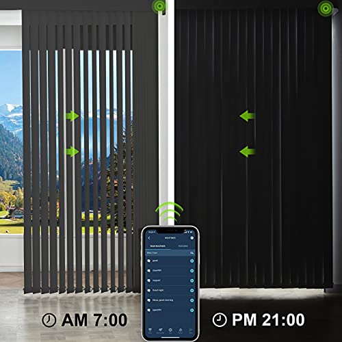 Yoolax Motorized Vertical Blind Works With Alexa, Light Filtering Smart Blind With Remote Control Custom Size, Blackout Electronic Blind With Wifi Power Motor For Sliding Glass Door (V-Darkgrey-Vinyl) #TOP1