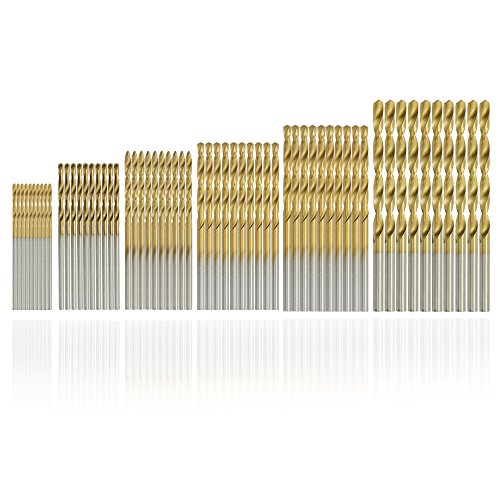 SYCEES [50pcs] Brocas helicoidales HSS para taladro, 1/1,5/2/2,5/3 mm titanio de Taladro, para acero, madera, plástico, aluminio, etc