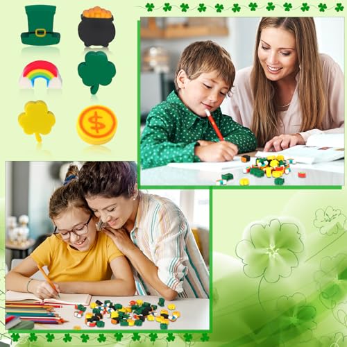 JUNEBRUSHS 150Pcs St. Patrick's Mini Erasers Cute Pencil Erasers - Image 5