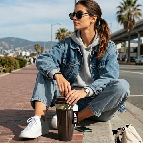 Image of Vacuum Insulated Stainless Steel Travel Coffee Mug,Leak Proof Cup with Lid