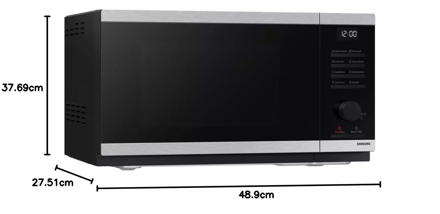 Samsung Forno a Microonde Cottura Essenziale MS23DG4504ATE, Home Dessert, Quick Defrost, Capacità: 23L, Colore: Nero, LxAxP: 48,9 x 27,5 x 37,7