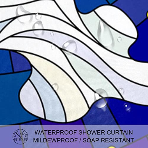 Rideau de douche vitrail bleu de qualité supérieure 168 x 183 cm