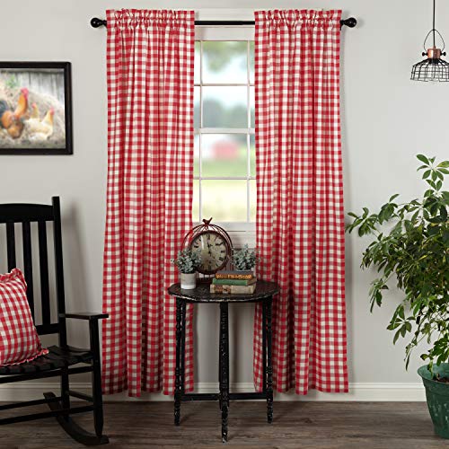 VHC-Brands-Annie-Buffalo-Check-Panel-Pair-84×40-Red VHC Brands Annie Buffalo Check Panel Pair 84×40 Red