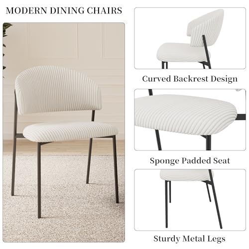 HIPIHOM 43.3 Inch Round Dining Table Set for 4, Modern Small Kitchen Coffee Set for Dining Room Kitchen Apartment (Walnut Table + 4 White Shell Chairs) - Thumbnail 5