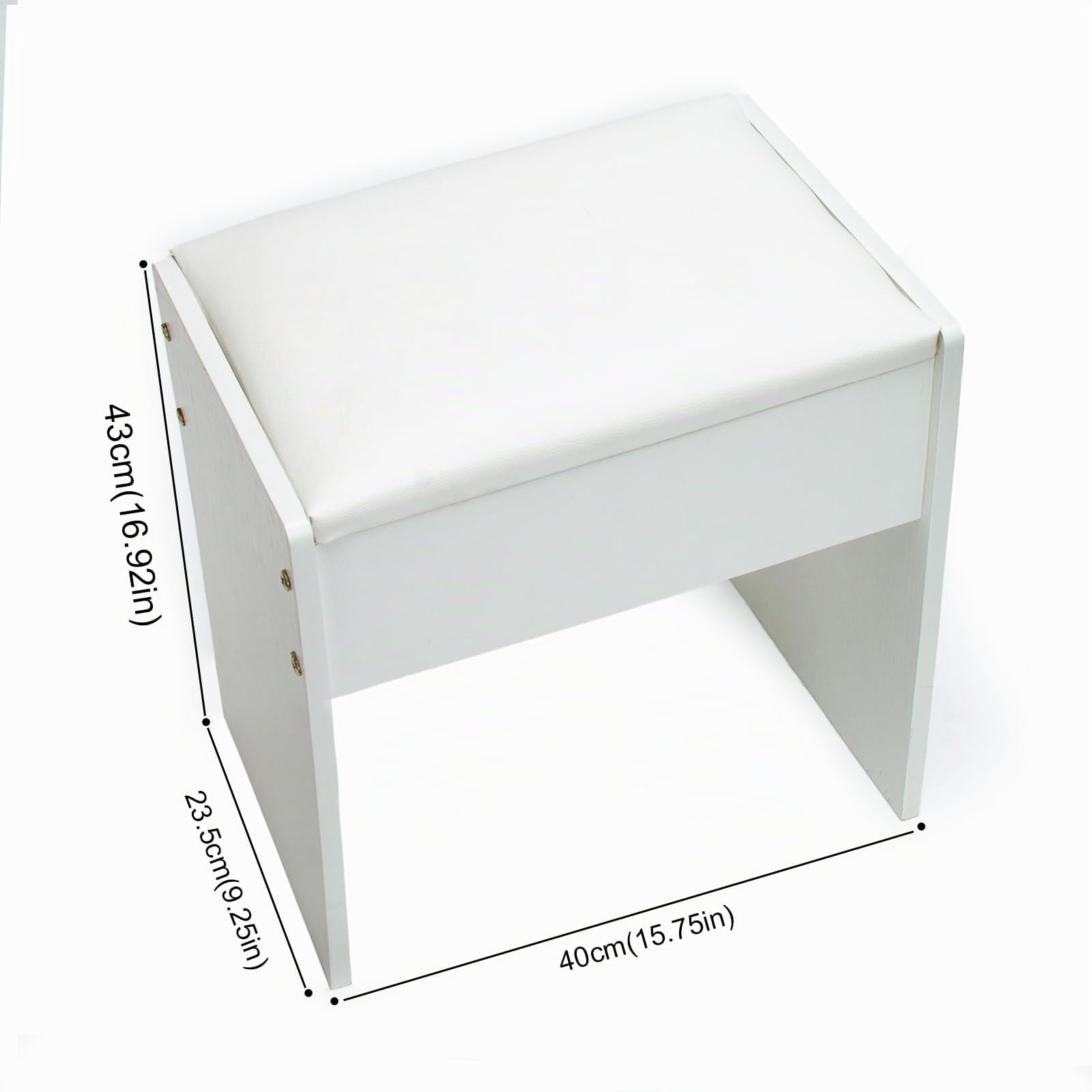 Tabouret de Maquillage et Piano - Siège Rembourré pour Coiffeuse et Chambre à Coucher - Blanc, 43 x 40 x 23,5 cm