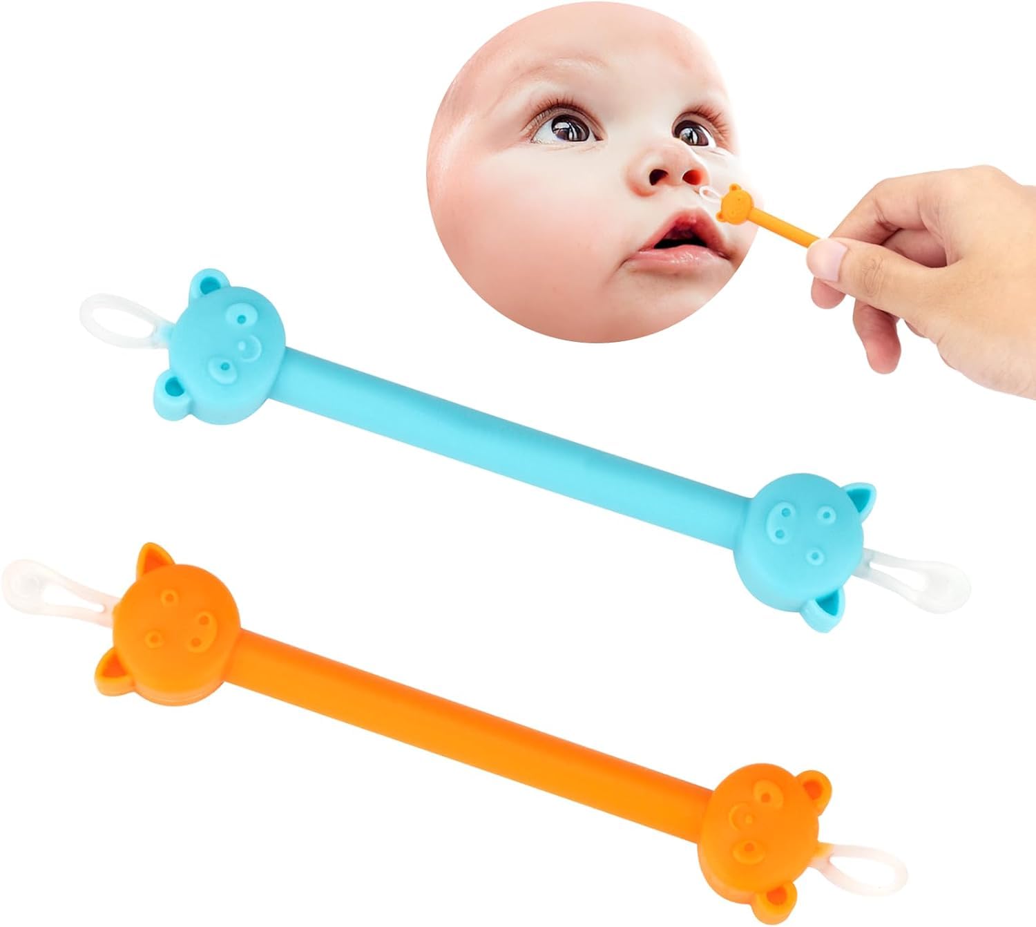 Babies Bloom Safe, Easy Nasal Booger and Ear Cleaner for Newborns and Infants | Dual Earwax Snot Remover| Soft Flexible Rubber Tips for Infant’s Ears & Nose Relief (Blue)-image-47