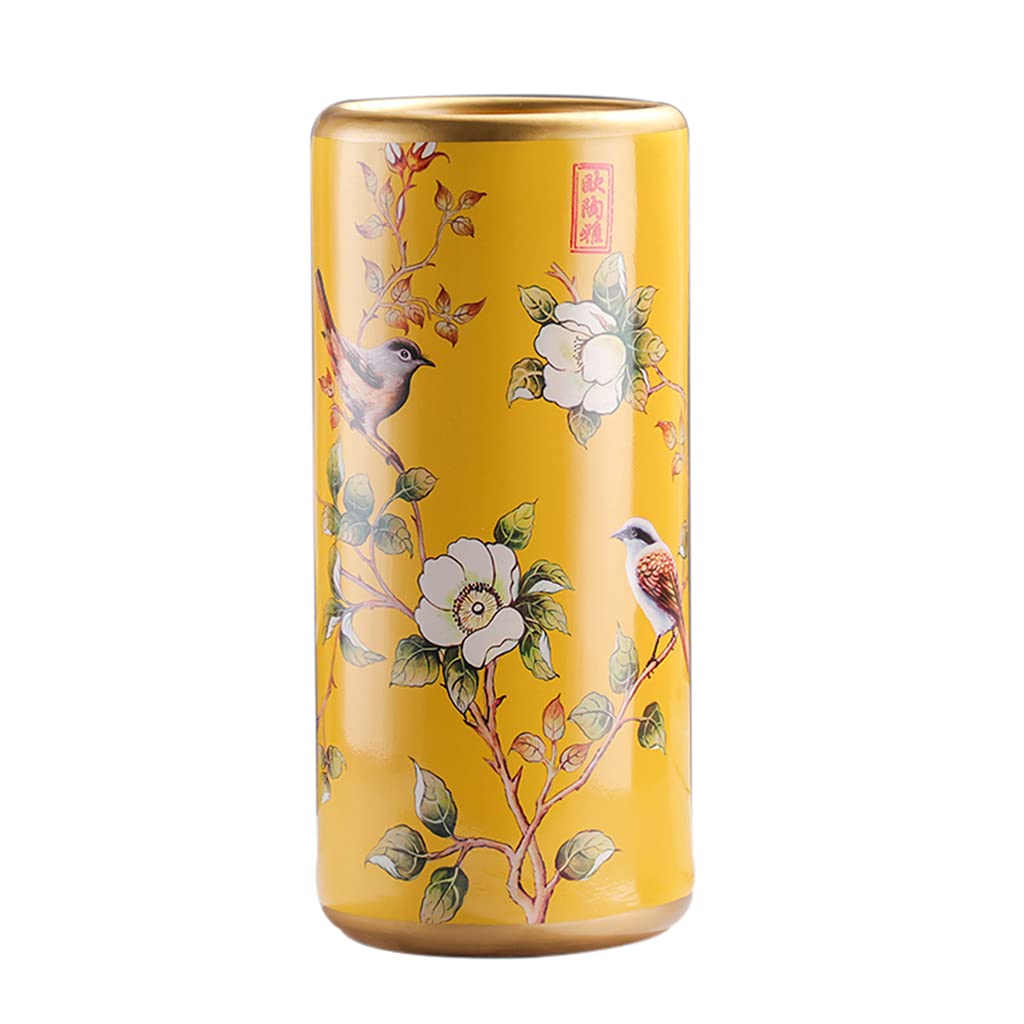 FCXWEVR Handmade Retro Ceramic Cane Holder Multifunctional Freestanding Design for Home & Office Entrance 19.5x44cm Durable & Stylish Storage Solution