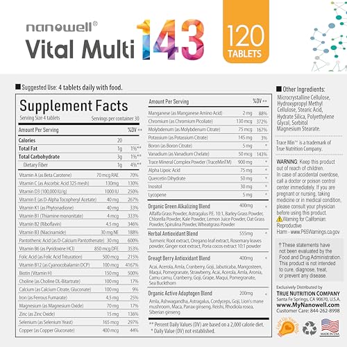 Vital Multi 143 - Multivitamin & Multimineral Supplement with 20 Vitamins and 72 Minerals,143 Ingredients Total - 120 Tablets, 30 Day Supply - Image 5