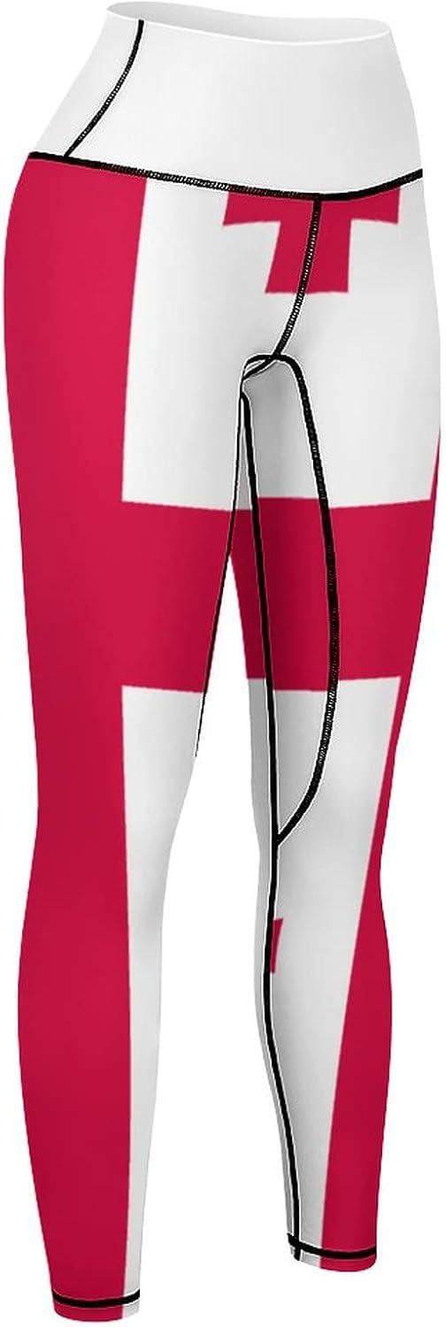 Women's Yoga Leggings Georgia Flag Soft Slimming High Waisted Workout Athletic Running Yoga Pants M