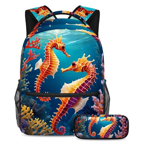 Sac à dos de jour 2 pièces à bretelles confortables motif hippocampe