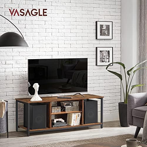VASAGLE TV Stand for TV up to 60 Inches, TV Cabinet with Open Shelves, TV Console for Living Room, Entertainment Room, Rustic Brown and Black LTV060B01