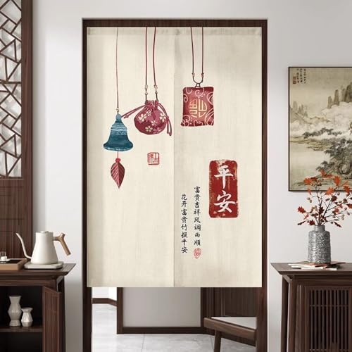 NASFH のれん 中華風 ナチュラル 天然素材 花柄 和室 A80*150 洋室 部屋飾り 間仕切り 目隠し暖簾 和風 インテリア ファブリック カラー11 家庭用 店舗用 リビング オシャレ 階段 ドア ホーム仕切り 玄関 キッチン