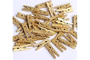 50 Piece Gold Photo Pegs: Versatile Mini Wooden Clothespins for Multipurpose Use