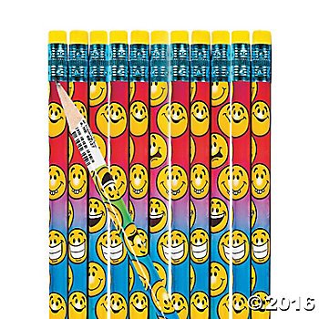 JUST 4 FUN 2 Dozen (24) Silly Smiley FACE Pencils #2 Lead Smile Emoji Emoticon- Party Favors - Classroom Rewards Teacher