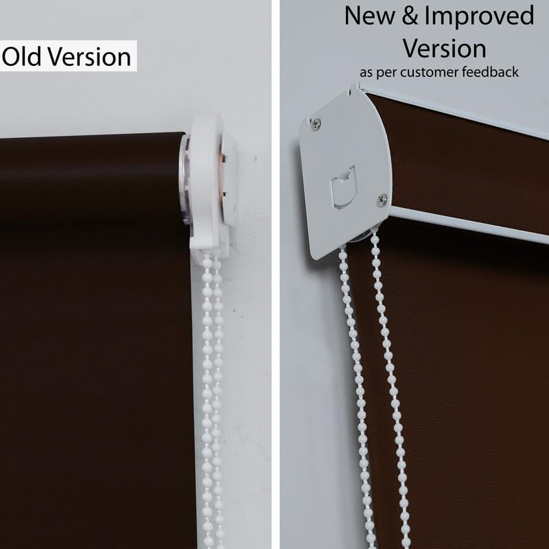 Image of Waterproof Roller Blinds Pelmet with Child Safety Clips Protect from Rain & Sun Corded Roll Up Blind Curtain for Home & Office(Coffee Color 3X4.5 Feet, Pack of 1 Piece)