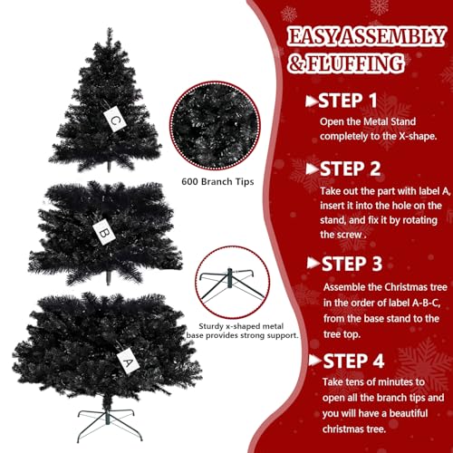 5ft Black Artificial Christmas Tree,Arbol de Navidad Fake Xmas Tree by CRSTAFU - Used condition - Image 6