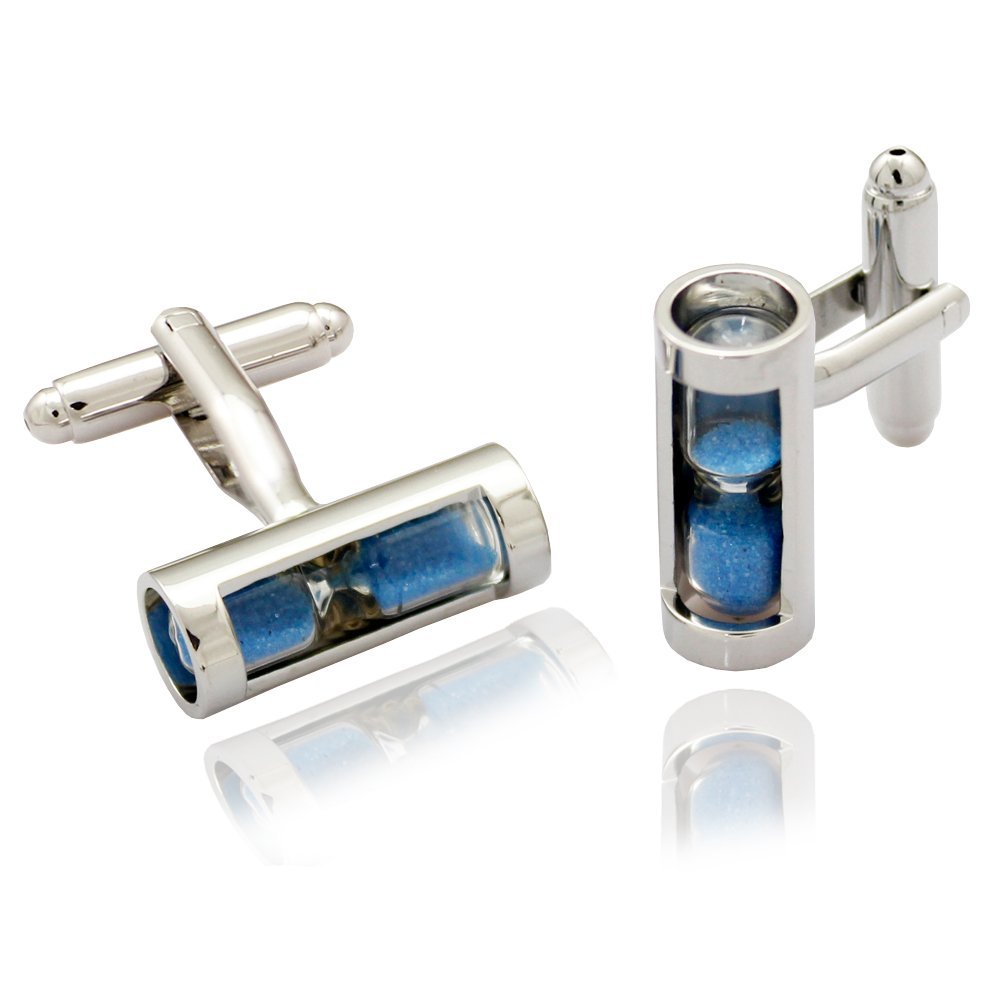 Q&Q FashionMen Silver Real Hour Glass Sands of Time Shirt Cufflinks Bridal Groom Gift
