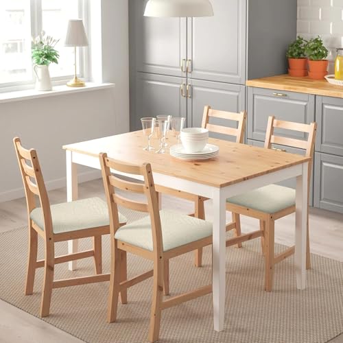 Image of SearchI Waterproof Seat Covers for Dining Room Chairs Stretch Jacquard Chair Seat Covers Set of 4, Removable Washable Kitchen Chair Seat Protector Cushion Slipcovers for Office (Beige Leaf)