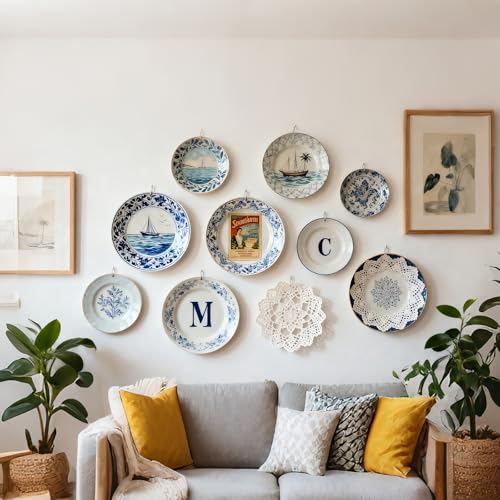 36 Stück Bildaufhänger zum Kleben Stark,Bilderhaken Selbstklebend Ohne Bohren Bilderhalter für Schwere Bilderrahmen,Leinwände,Dekoteller,Fotos Poster,Spiegel(Mehrere Größen,Bis 10kg)