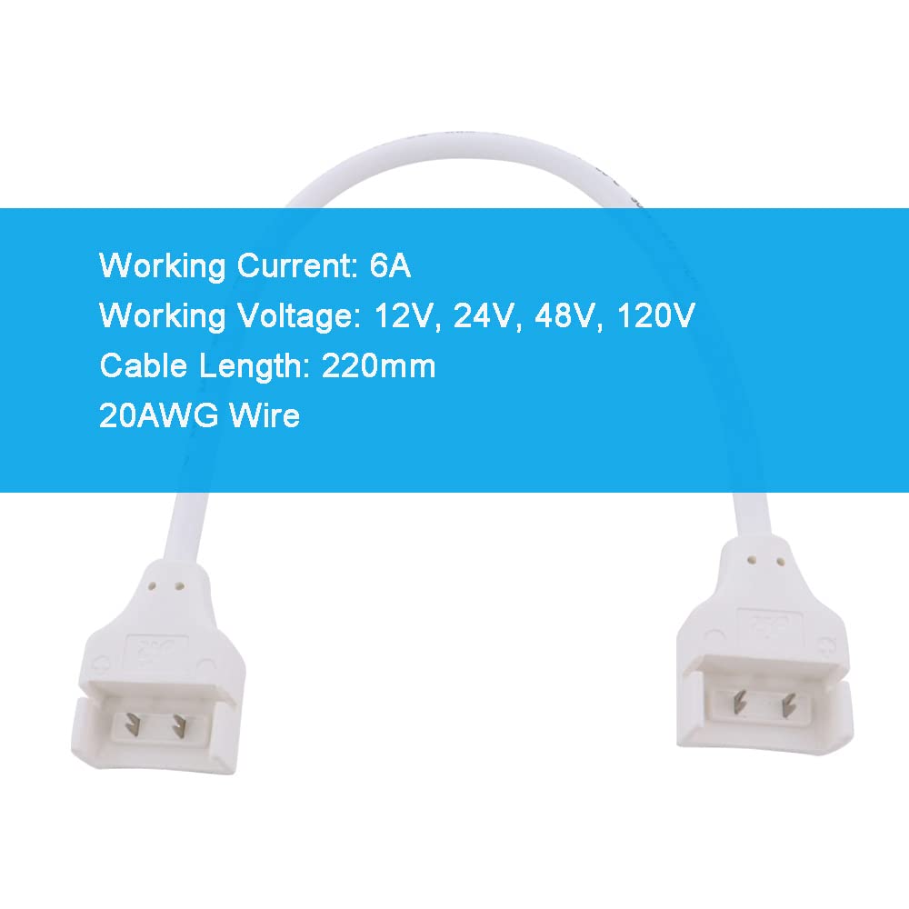 2PIN Connector Wire for 120V Dimmable LED Strip Light, Extension Cable Wire for 12mm 14mm LED Strip Light, Solderless Connector Cable for LED Rope Light IP65