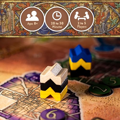 Patrician Towers of Influence, juego de estrategia medieval, 2-5 jugadores, control de área y colección, incluye 2 módulos de expansión, para noche de juegos en familia, edades 8+ miniatura 5