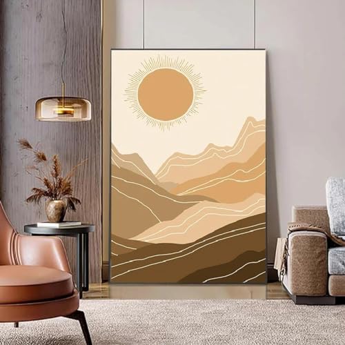 Affiche montagne soleil lune KEBIA pour créer une ambiance zen et chaleureuse dans votre salon