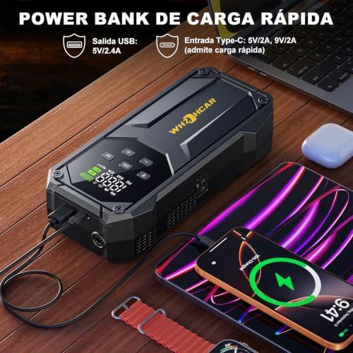 Arrancador de coches 9000A con compresor de aire de 160PSI y linterna LED 3