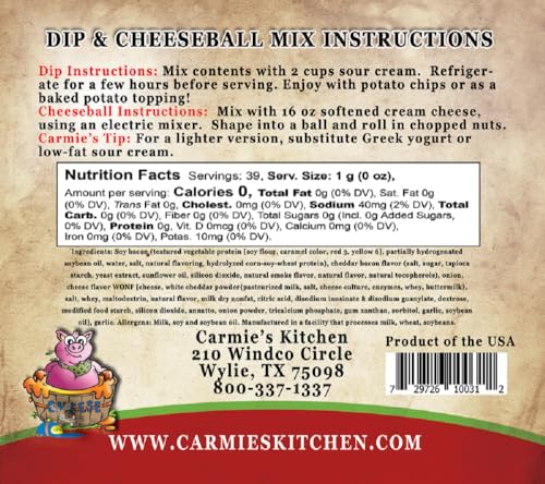 Carmie's Kitchen Cheddar Bacon Dip Mix, 1.5 Ounce - image 3