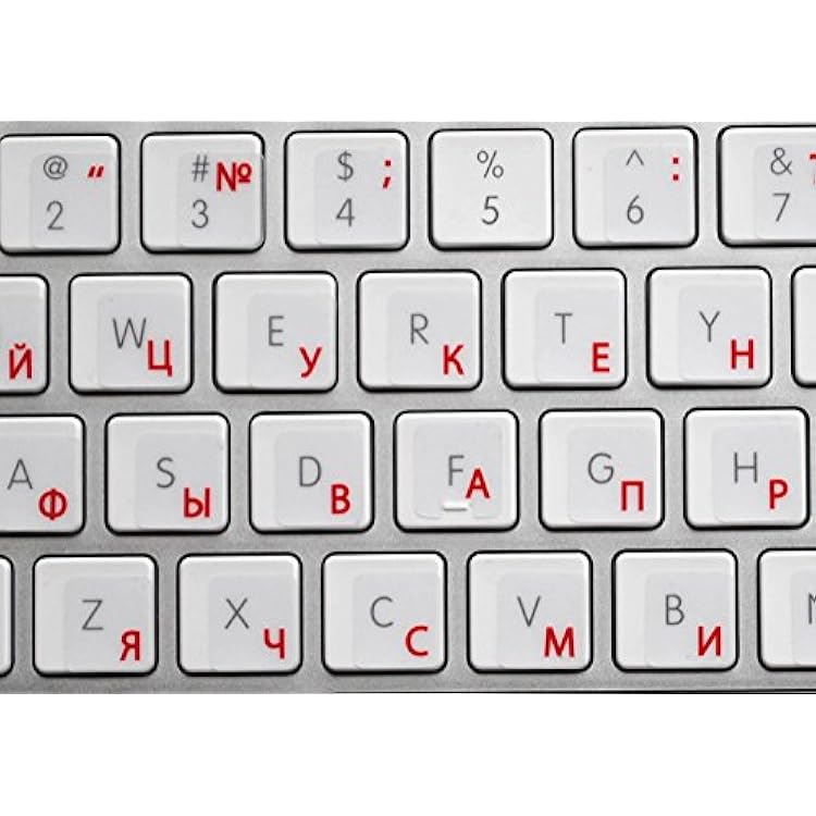 Online-Welcome Russian with RED Lettering Keyboard Stickers Transparent for Computers LAPTOPS for White KEYBORD