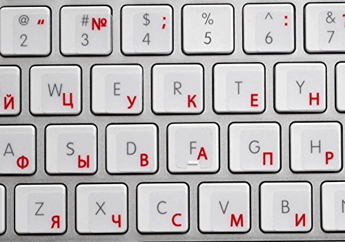 Pegatinas para Teclado Transparentes Letras Rojas Ruso miniatura 3
