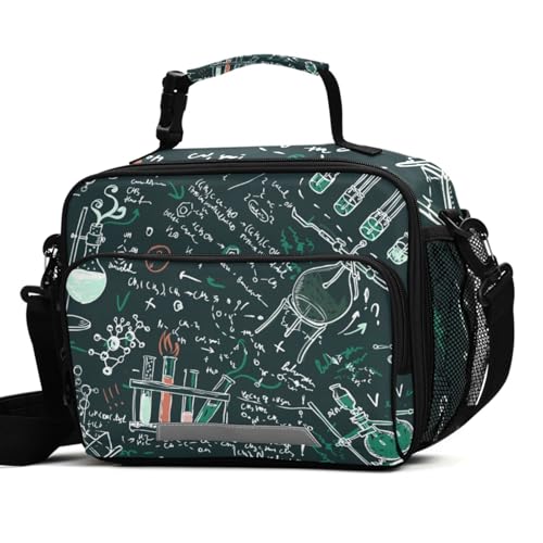 ALAZA Science Chemistry Laboratory Lunch Box for Girls Kids Insulated Lunch Bag Boys Lunchbox Reusable Cooler Tote Freezable Shoulder Strap for School Picnic