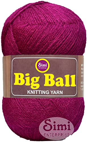 Image of Big Ball Deep Magenta (600 gm) Wool Ball Hand Knitting Wool /Art Craft Soft Fingering Crochet Hook Yarn, Needle Knitting Yarn Thread dyeX X YEB