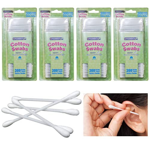 1200 Ct Cotton Swab Applicator Soft Q Tip Double Tipped White Sticks Makeup Ears