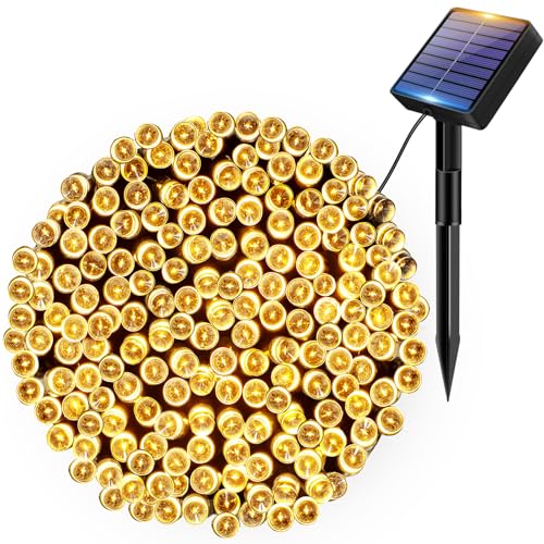 Kolpop Solar String Lights Outdoor Garden 12M/39ft 120 LED Solar Powered Fairy Lights Outside 8 Modes Waterproof Solar Garden Lights for Trees Patio Fence Wedding Party Christmas Decor (Warm White)