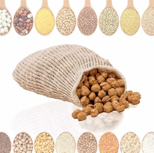 Malla coccion, bolsa de cocina para coccion, malla para legumbres y ortalizas, Reutilizables (1, 2 Kg)