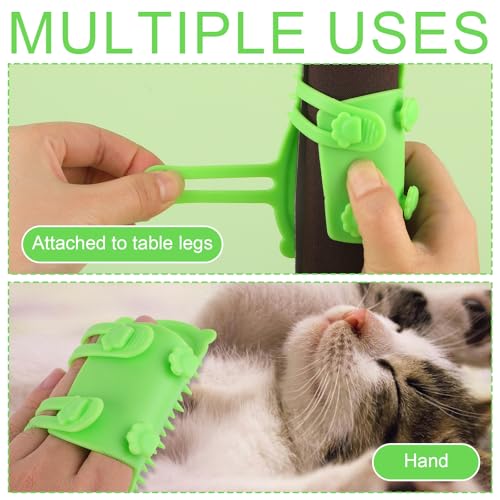 Image of 2pcs Self Cleaning Cat Brush, 2-in-1 Tickling Comb Cat Massage Brush Pet Artifact Adjustable Silicone Kitty Grooming Shedding Brush Cat Corner Scartcher Groomer for Short /Long Hair Cats Dogs (Green)