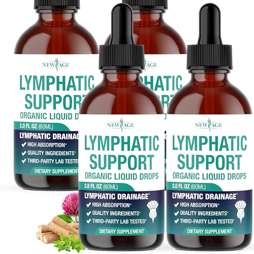 Organic Lymphatic Drainage Drops - All in 1 Organic Lymphatic Drainage Supplement with Burdock Root, Echinacea, Elderberry, Calendula, Cleavers Herb, Dandelion Supports Lymphatic Health - 8 OZ
