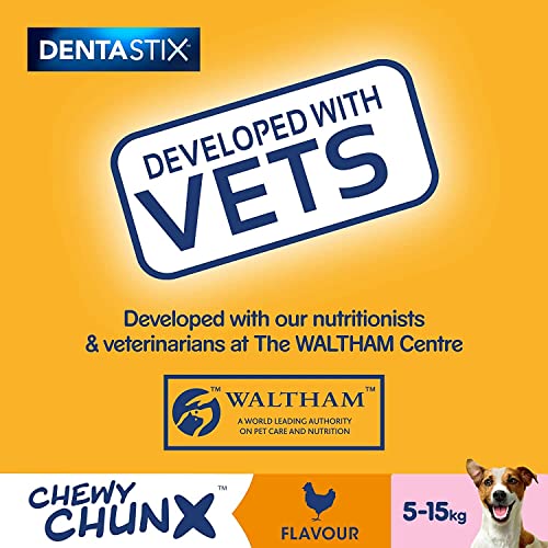 Pedigree Dentastix Chewy Chunx Mini-Hunde-Leckerli für Hunde mit Huhngeschmack, 5 x 68 g
