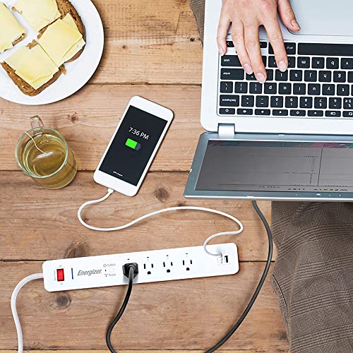Image of Energizer Connect Smart WiFi Surge Protector with 4 AC Ports, 2 USB Ports, Remote Access and Voice Control | Compatible with Alexa and Google Assistant