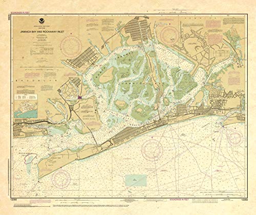 Paradise Cay Publications Antiqued NOAA Chart 12350: Jamaica Bay and Rockaway Inlet
