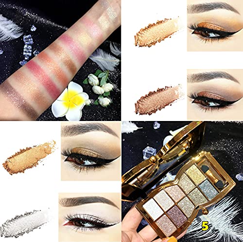 Uifcb Glitter Eyeshadow Palette,10 Colors Sparkle Shimmer Eye Shadow Highly Pigmented Long Lasting Makeup Set Gold (Type 5) #TOP4