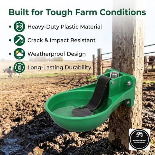Image of Farmer King Automatic Water Bowl for Cows, Buffaloes & Horses | Auto Fill Livestock Water Drinker Feeder | Heavy Duty Farm Animal Drinking Bowl | Easy Install | Pack of 4