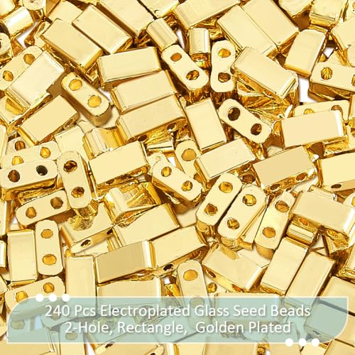 NBEADS 240 Pcs Golden Plated Colors Tila Beads - Image 4