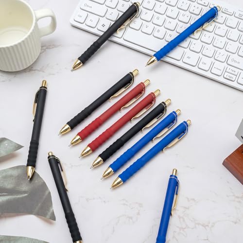 Image of Linbsunne Ballpoint Pens Medium Point 1mm Pen with Super Soft Grip Ball Point Pen for Men Women Retractable Pens (Blue Ink+Black Ink+Red Ink)