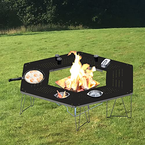 Duriso Iron Camping Table 6Pcs, Combination Barbecue Table, Easy Assembly, Portable Splicing Table For Outdoor Cooking, Camp, Beach, Picnic, Travel, Hiking,Bbq #TOP1