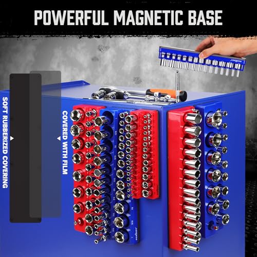 Image of HORUSDY 8-Piece Magnetic Socket Organizer Set, Magnet Socket Holder, 1 /4 inch, 3 /8 inch, 1 /2 inch Socket Holds 199 Pieces Magnetic Trays. (8-Piece Organizer Set)