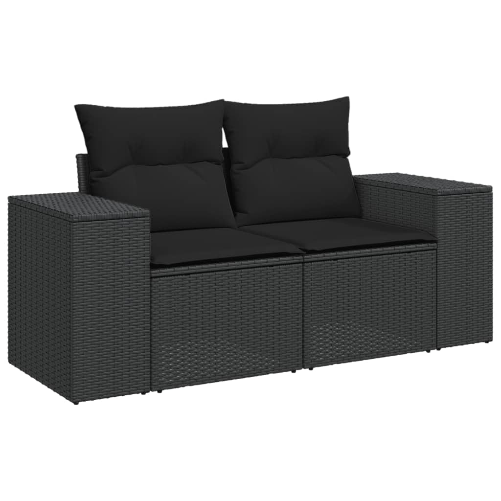 Set de Comedor de jardín 7 pzas y Cojines ratán sintético Negro, Conjunto Mesa Y Sillas Jardin, Mesa Terraza Exterior Y Sillas, Conjunto Terraza, Muebles Jardin Exterior - 3222314